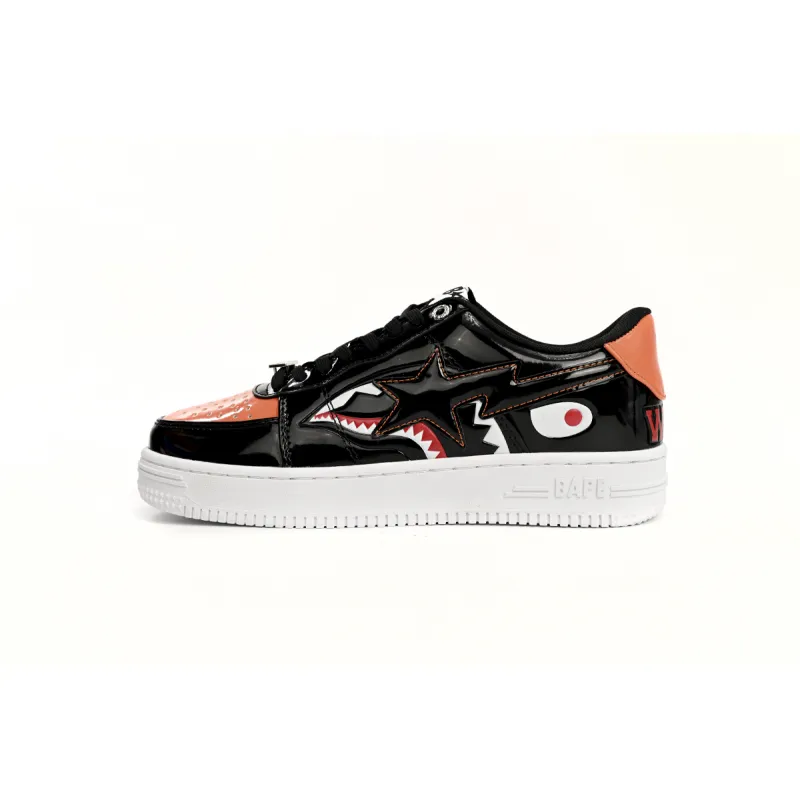 A Bathing Ape Bape Sta Low Mad Shark Black Orange  1H30-191-005