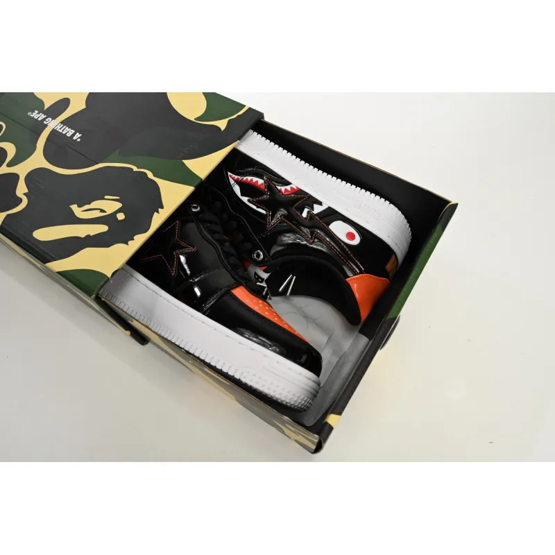 A Bathing Ape Bape Sta Low Mad Shark Black Orange  1H30-191-005