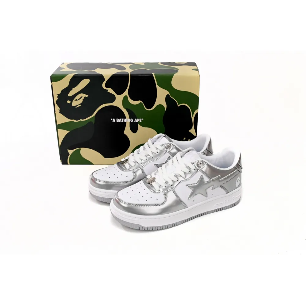 A Bathing Ape Bape Sta Low Silver 1H73 191 921