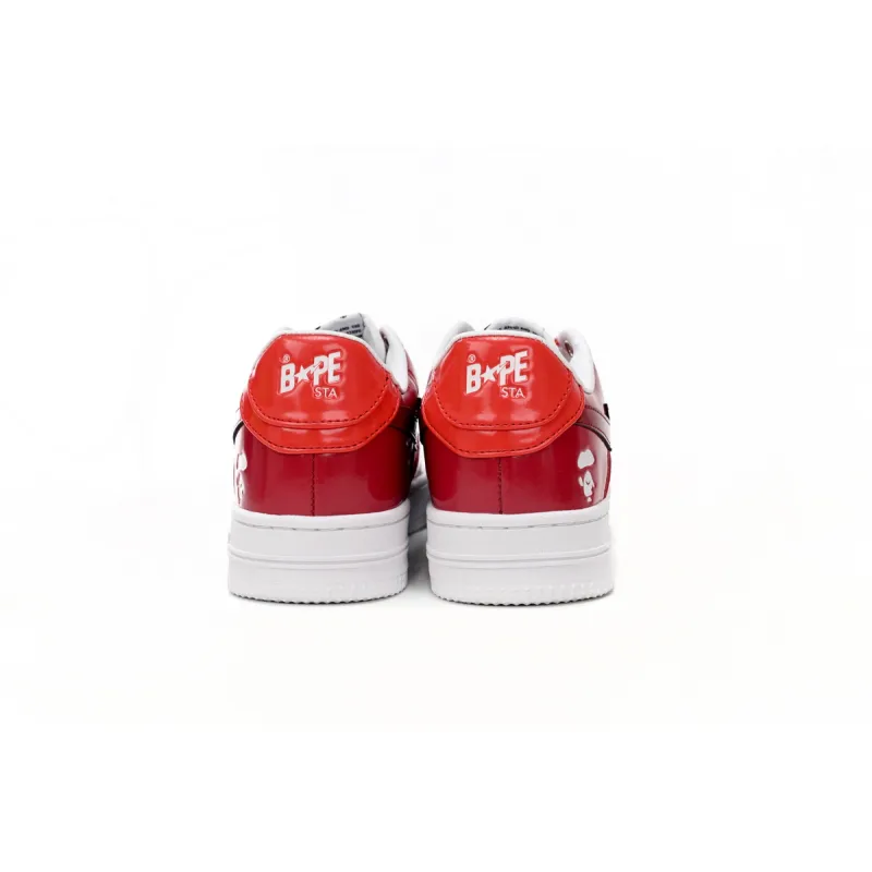 A Bathing Ape Bape Sta Low White Dark Red Mirror Surface  1H20 191 046