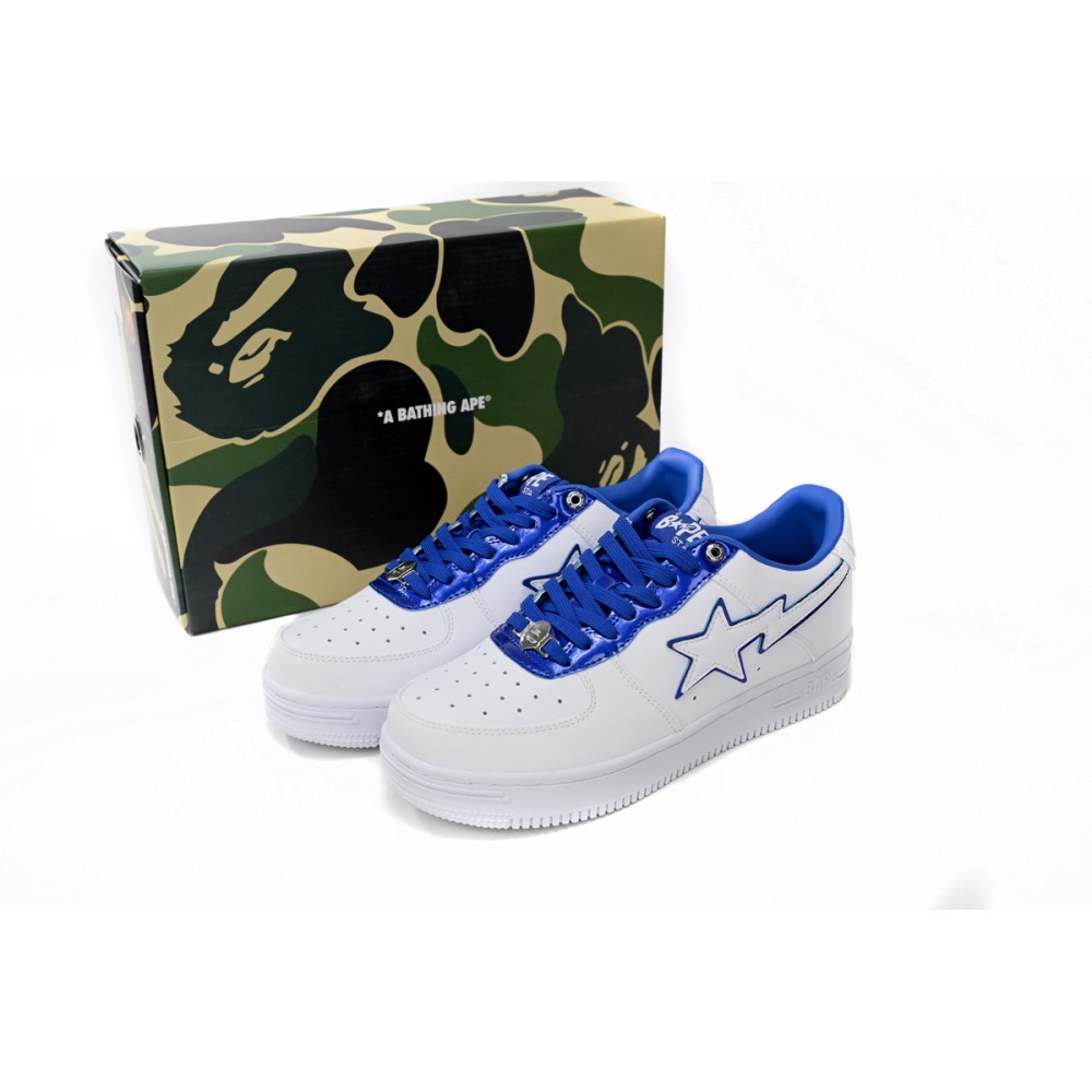 A Bathing Ape Bape Sta Patent Leather White Blue 1J30-191-017
