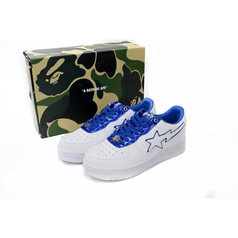 A Bathing Ape Bape Sta Patent Leather White Blue 1J30-191-017