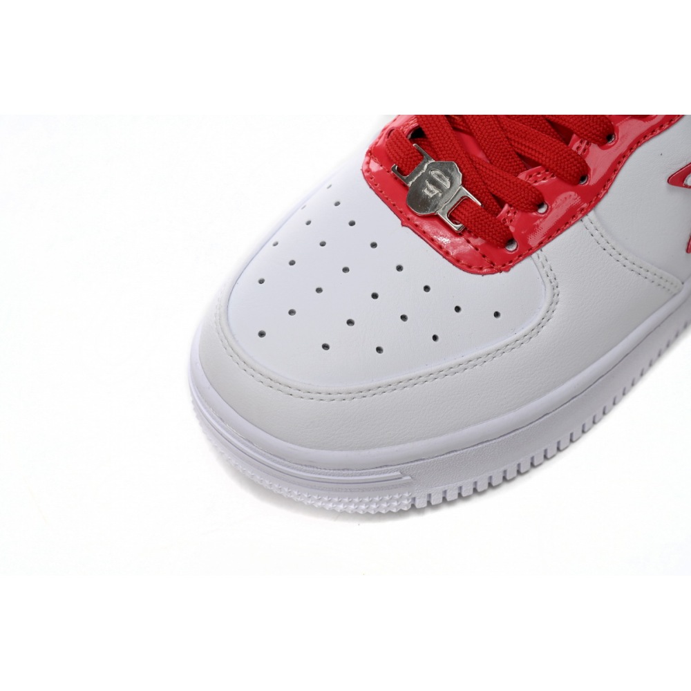 A Bathing Ape Bape Sta Patent Leather White Red 1J30-191-017