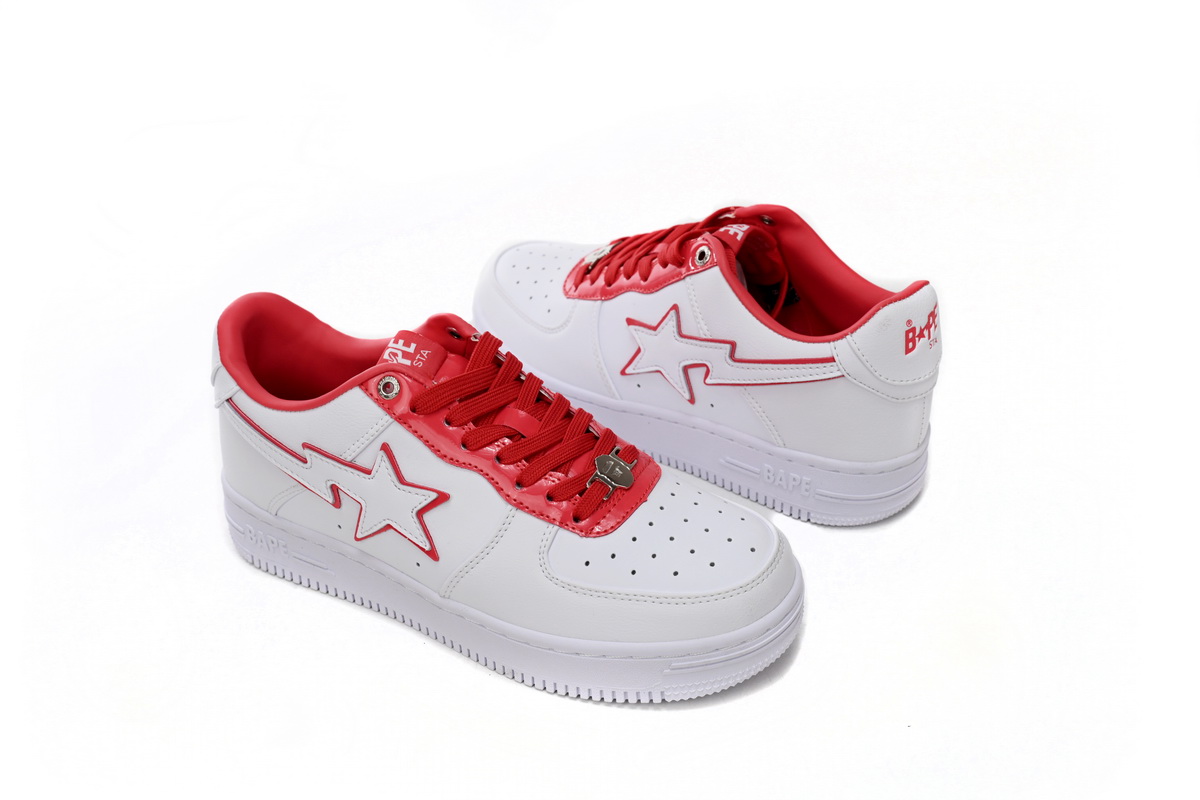 A Bathing Ape Bape Sta Patent Leather White Red 1J30-191-017