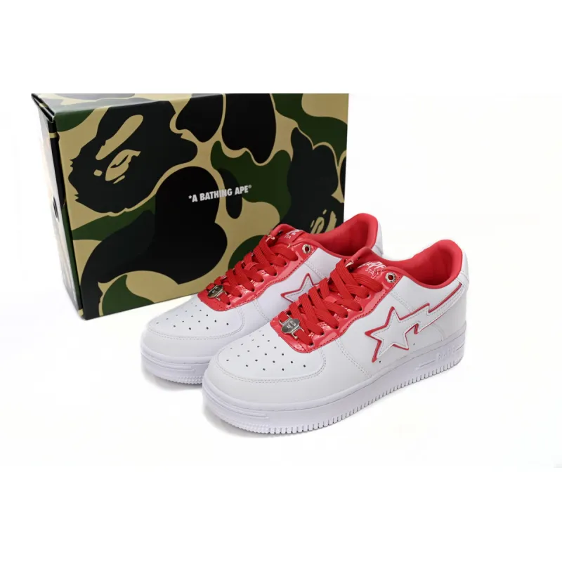 A Bathing Ape Bape Sta Patent Leather White Red 1J30-191-017