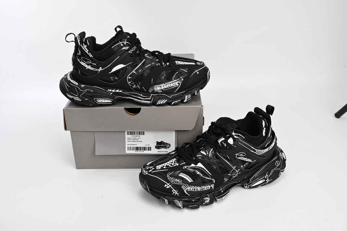  Balenciaga Tess S.Black Black-And-White Painting 542023 W3SR2 2315 