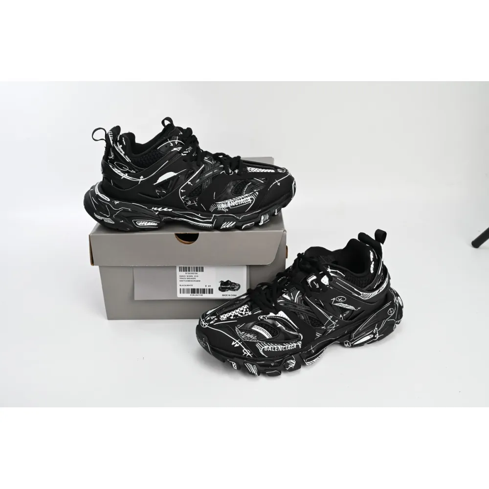  Balenciaga Tess S.Black Black-And-White Painting 542023 W3SR2 2315 