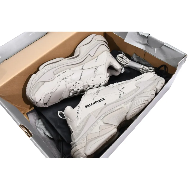 Balenciaga All Over Logo Triple S Beige (Women's) 524039 W2FA1 9710