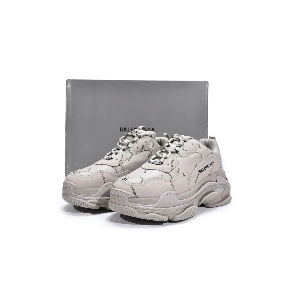 Balenciaga All Over Logo Triple S Beige (Women's) 524039 W2FA1 9710