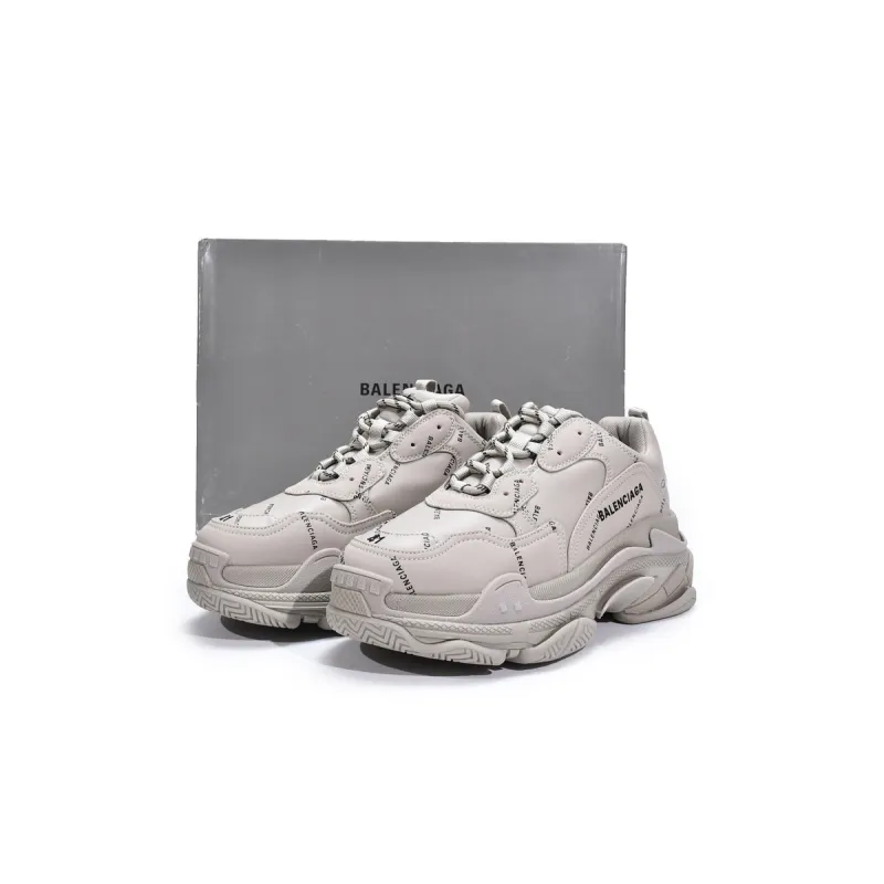 Balenciaga All Over Logo Triple S Beige (Women's) 524039 W2FA1 9710