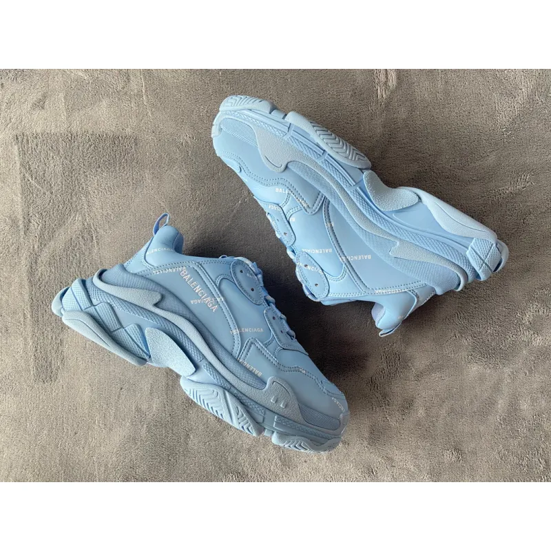Balenciaga All Over Logo Triple S Blue Grey Black 536737 W2FA1 4090