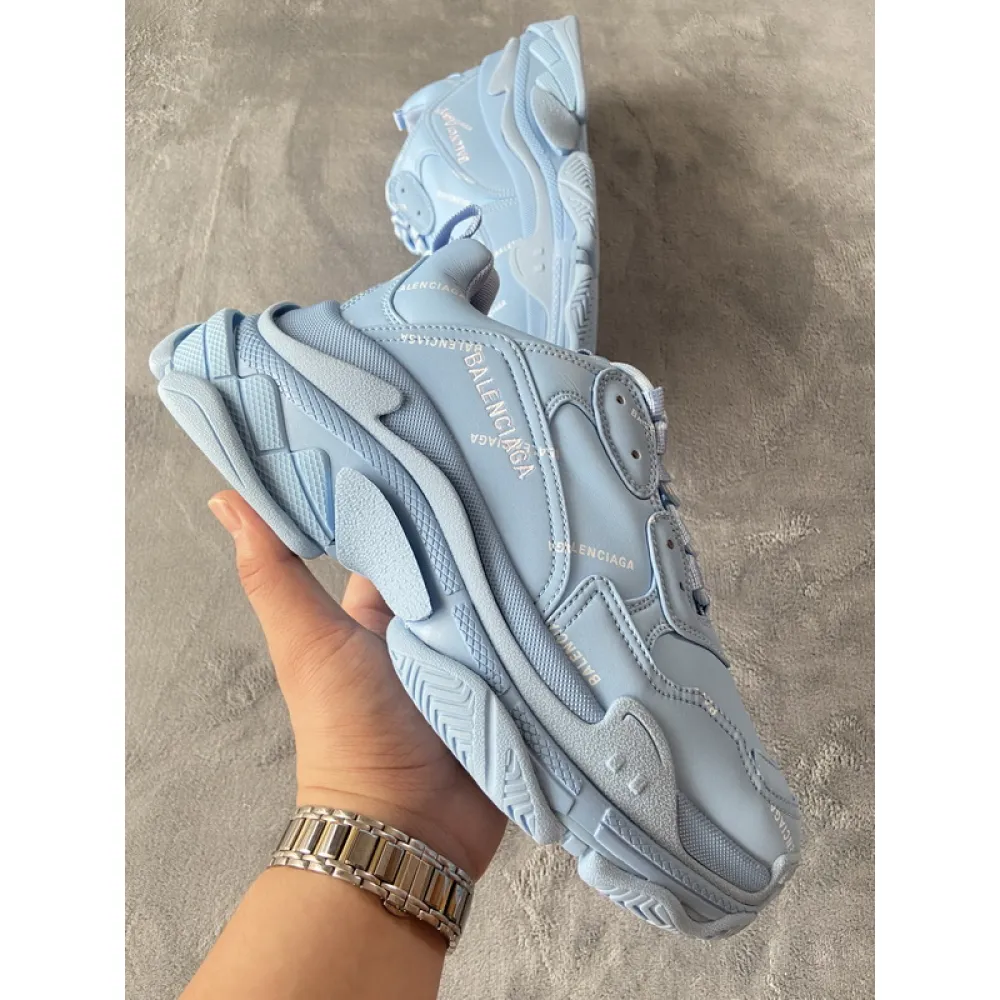 Balenciaga All Over Logo Triple S Blue Grey Black 536737 W2FA1 4090