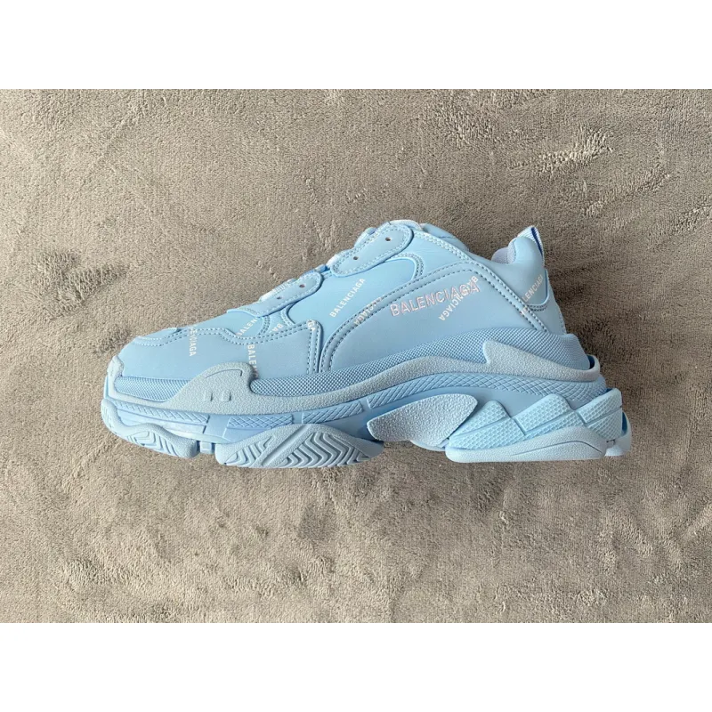 Balenciaga All Over Logo Triple S Blue Grey Black 536737 W2FA1 4090
