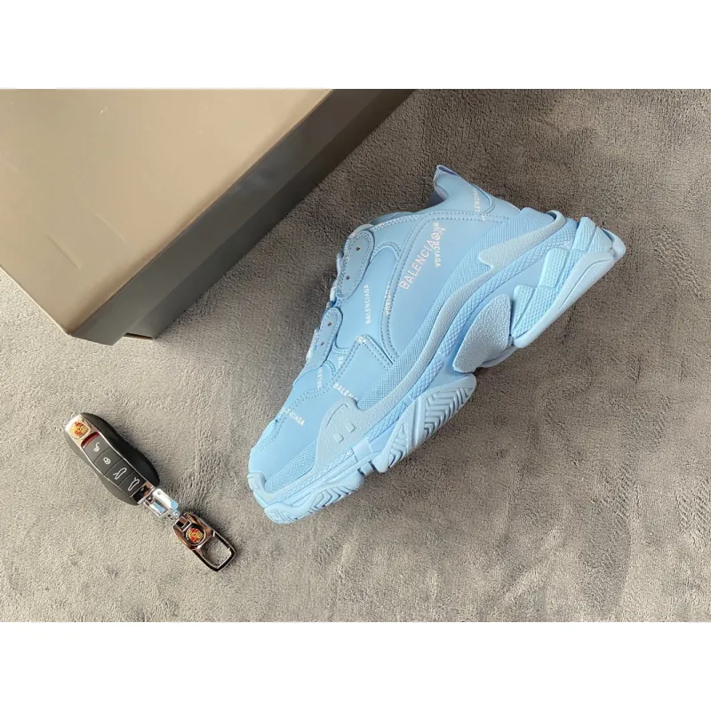 Balenciaga All Over Logo Triple S Blue Grey Black 536737 W2FA1 4090