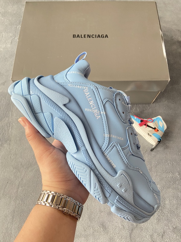 Balenciaga All Over Logo Triple S Blue Grey Black 536737 W2FA1 4090