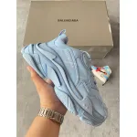 Balenciaga All Over Logo Triple S Blue Grey Black 536737 W2FA1 4090