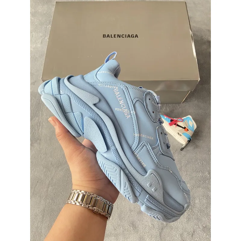 Balenciaga All Over Logo Triple S Blue Grey Black 536737 W2FA1 4090