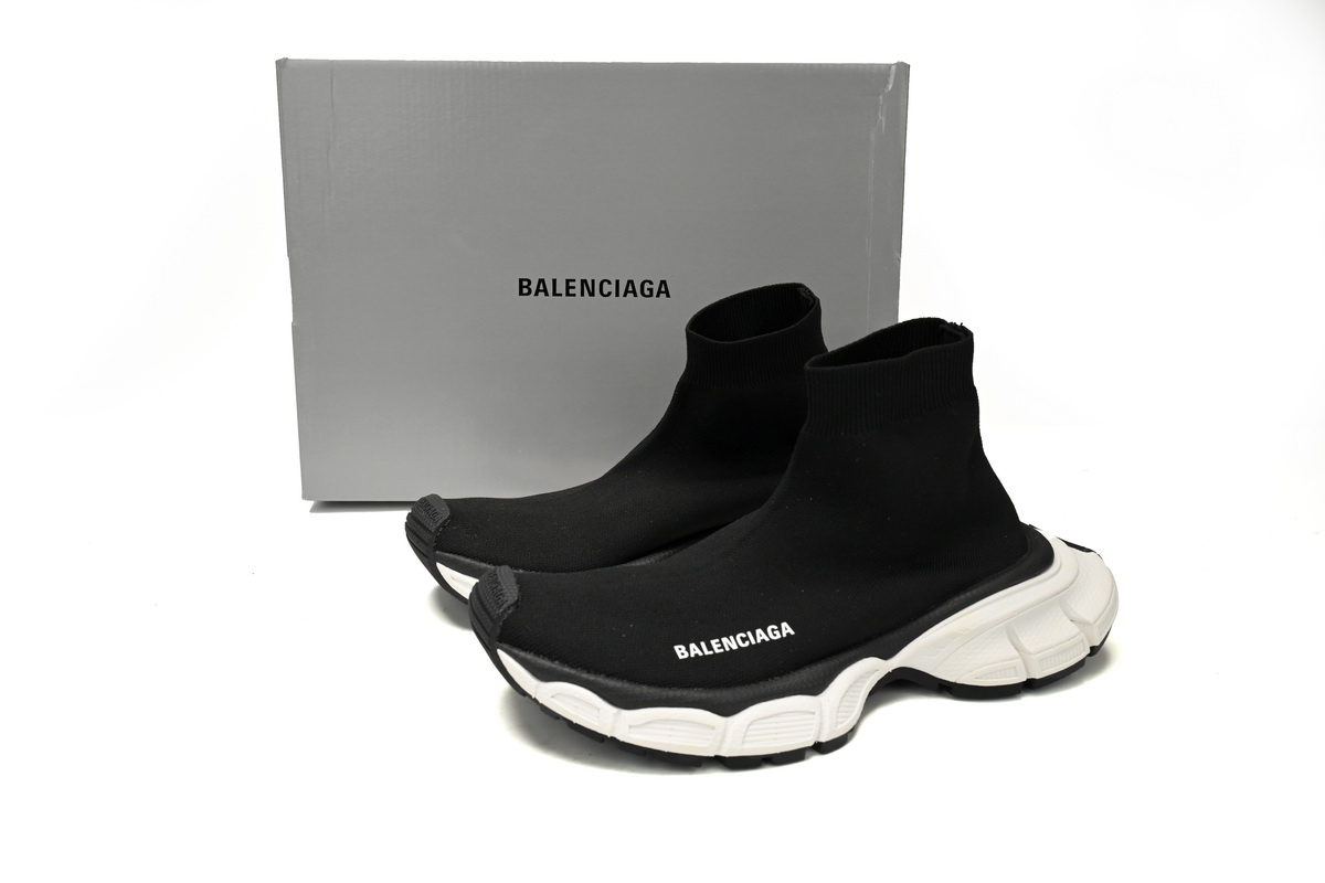 Ba*len*cia*ga high-top sock-like platform black and white 758429 w2dg1 1090