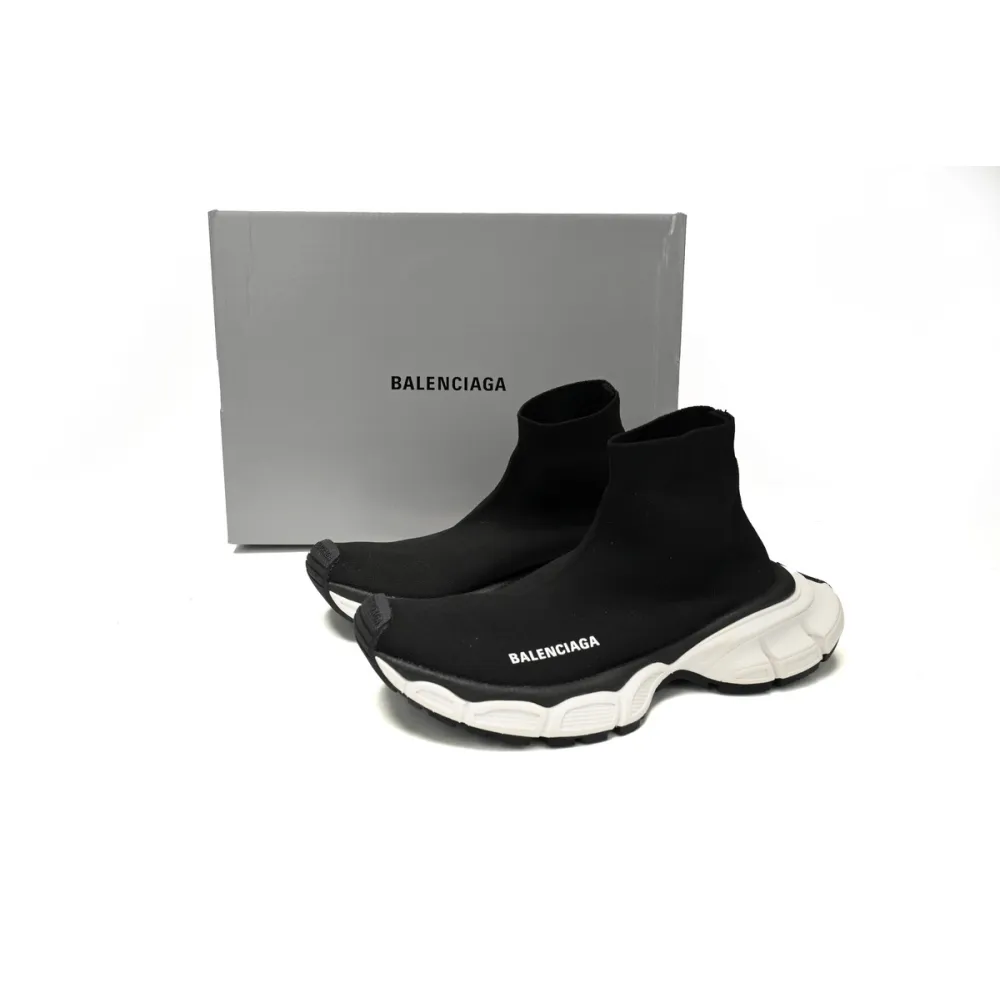 Balenciaga High-Top Sock-Like Platform Black And White   758429 W2DG1 1090 