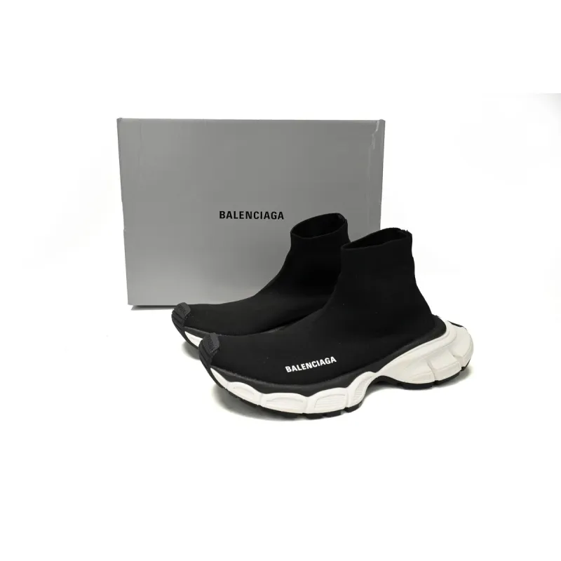 Balenciaga High-Top Sock-Like Platform Black And White   758429 W2DG1 1090 