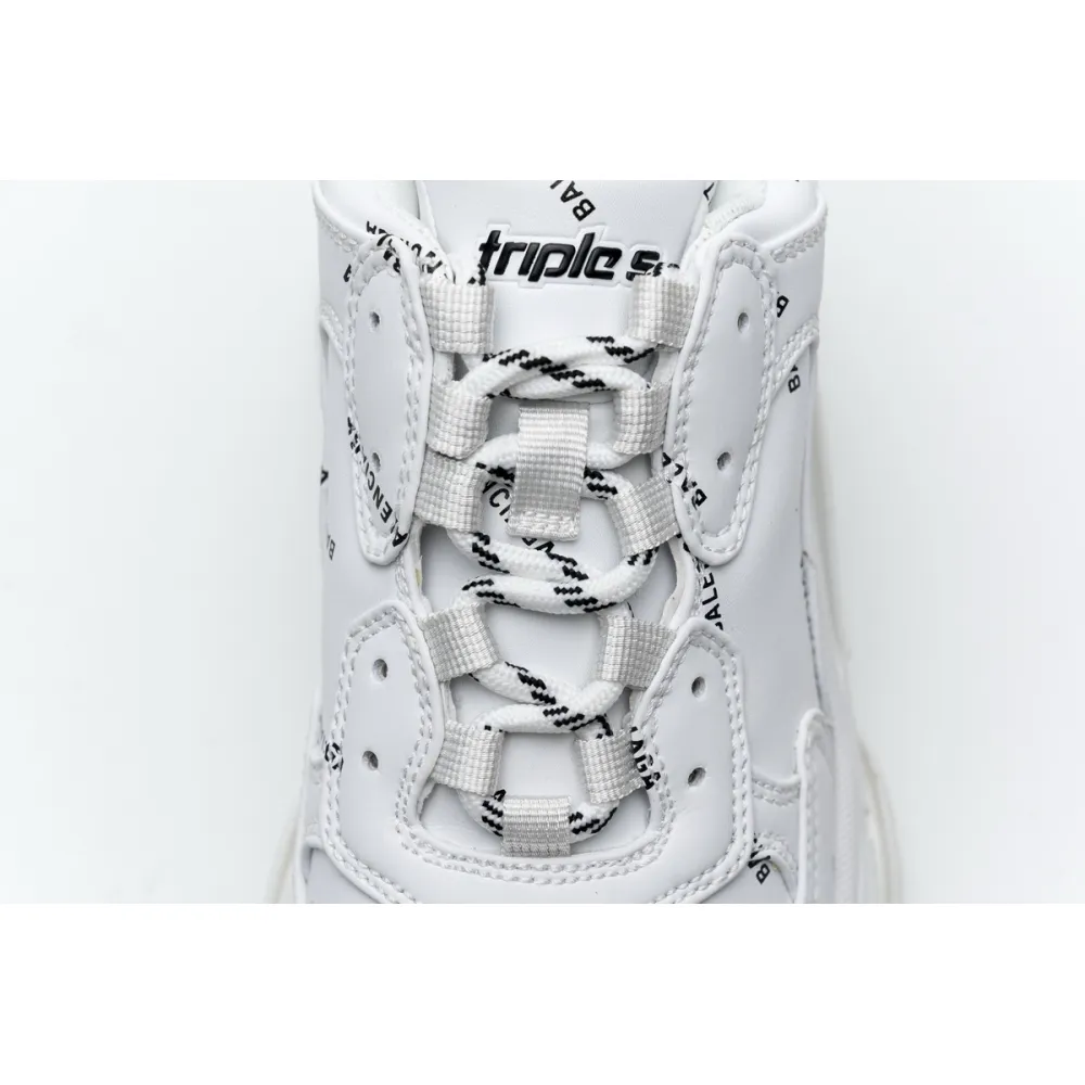 Balenciaga Triple S Allover Logo White (Women's) 524039W2FA19010