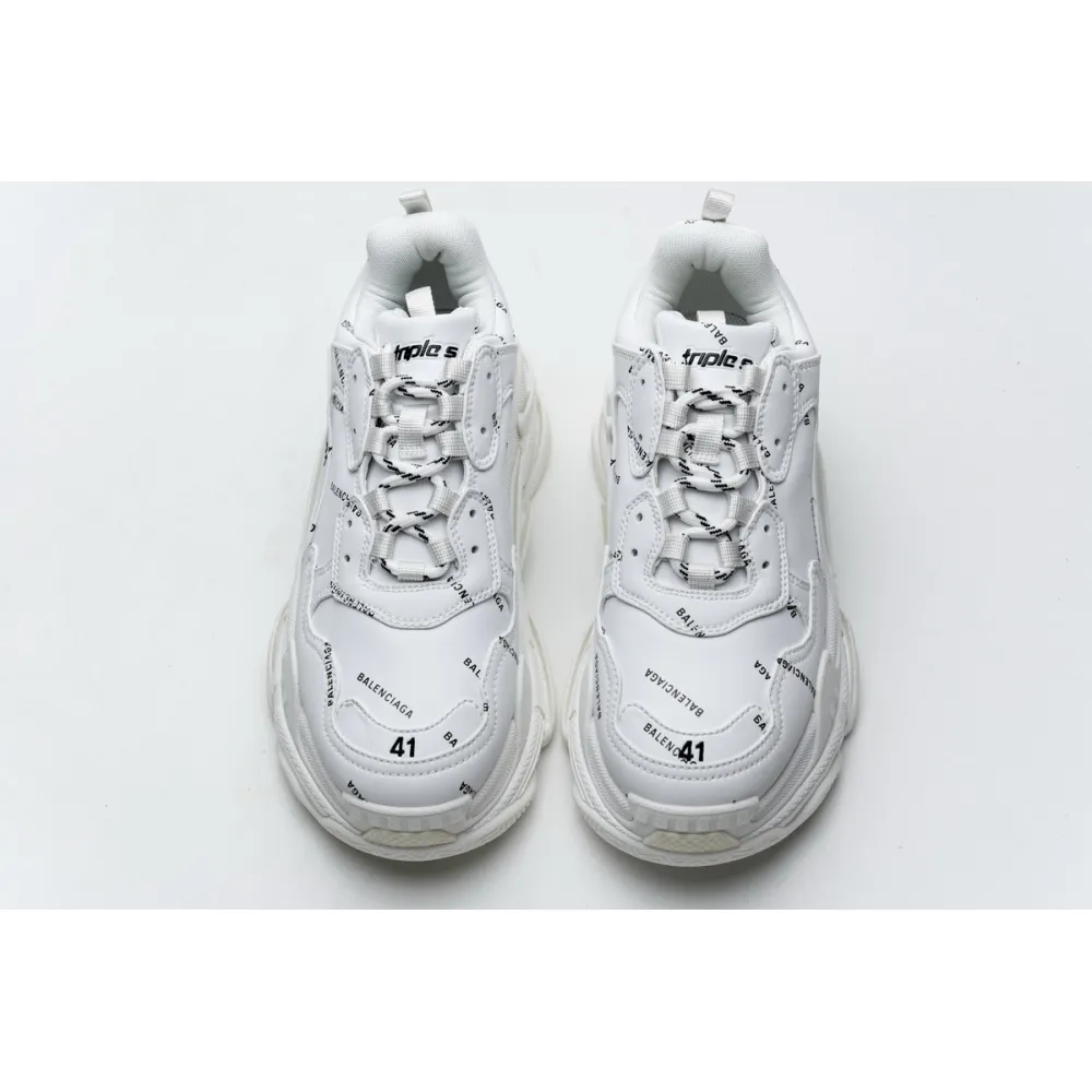 Balenciaga Triple S Allover Logo White (Women's) 524039W2FA19010