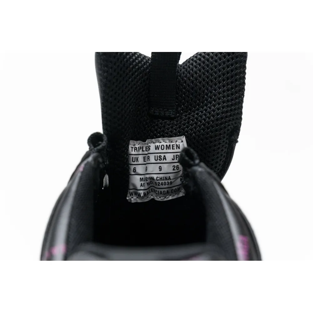 Balenciaga Triple S Letter Black Pink  524039 W2FA1 1022 