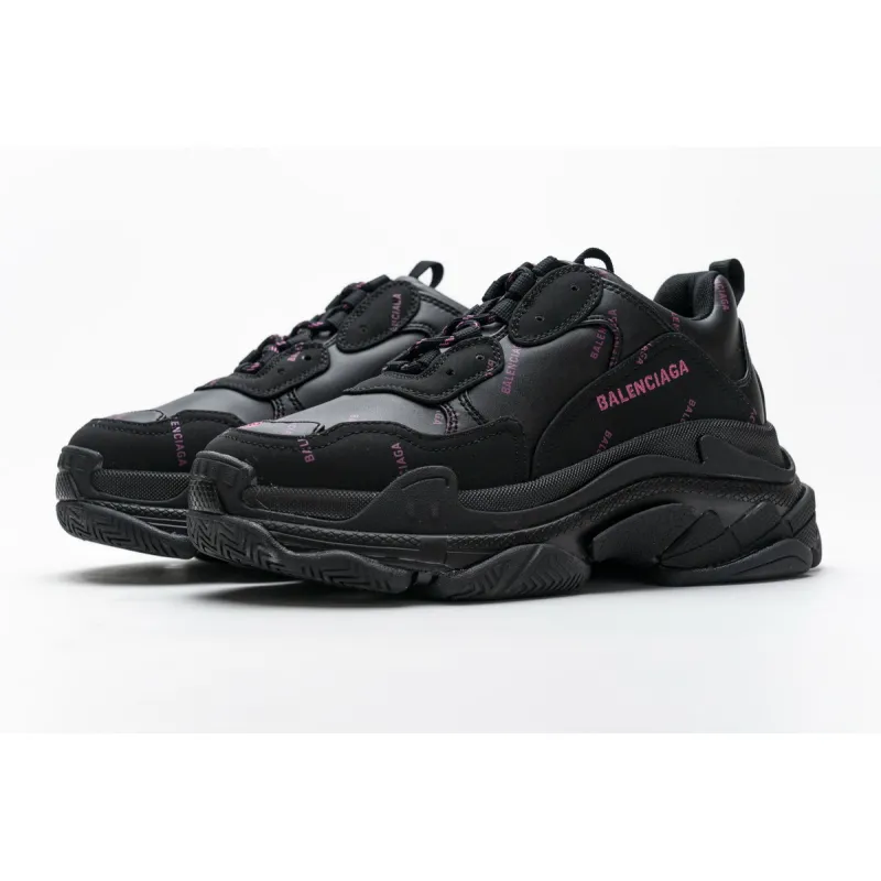 Balenciaga Triple S Letter Black Pink  524039 W2FA1 1022 