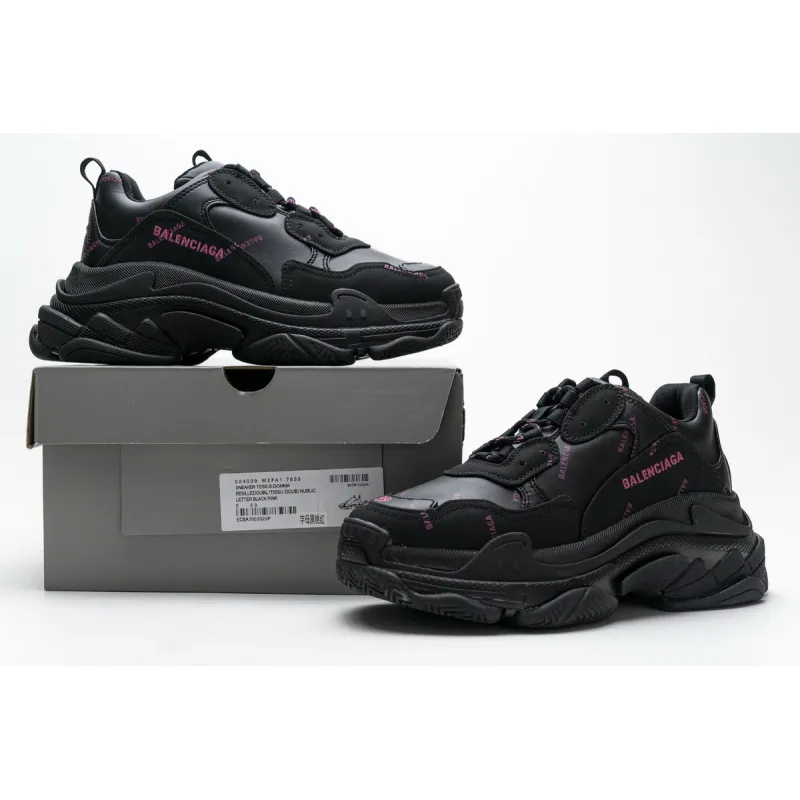Balenciaga Triple S Letter Black Pink  524039 W2FA1 1022 