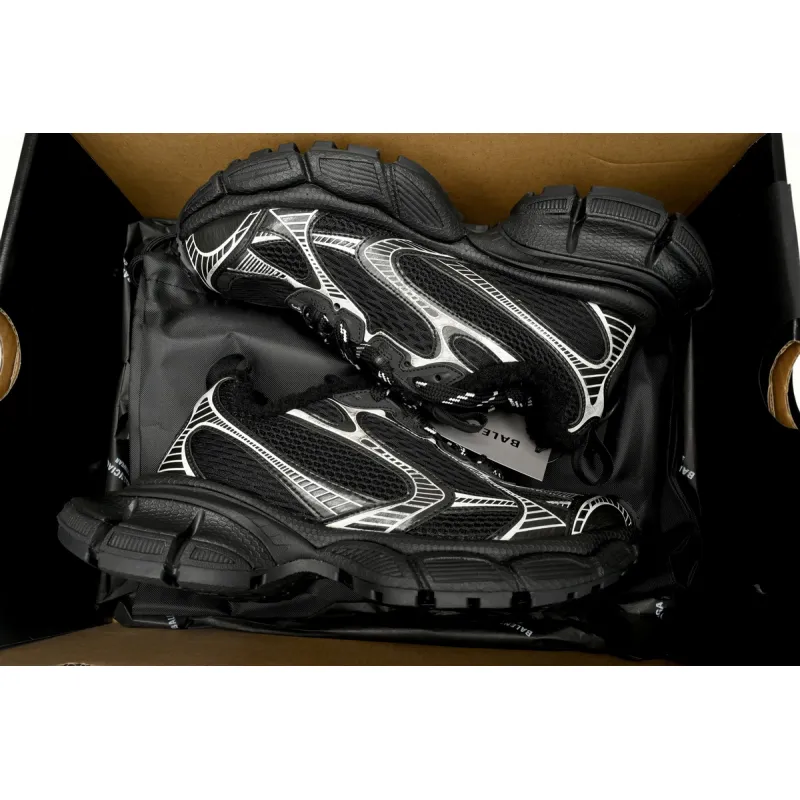Balenciaga 3XL Sneaker Black And White Ice Velvet   734734 W3XL2 1090