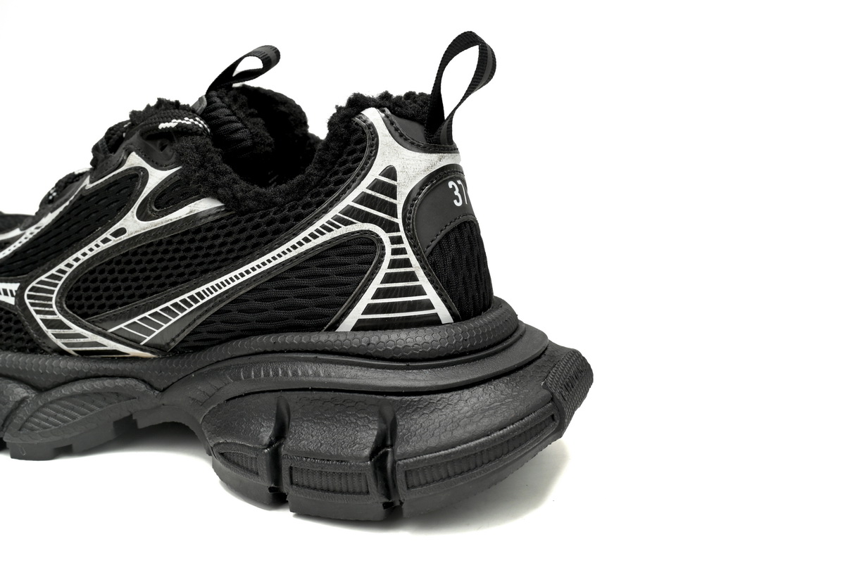 Balenciaga 3XL Sneaker Black And White Ice Velvet   734734 W3XL2 1090