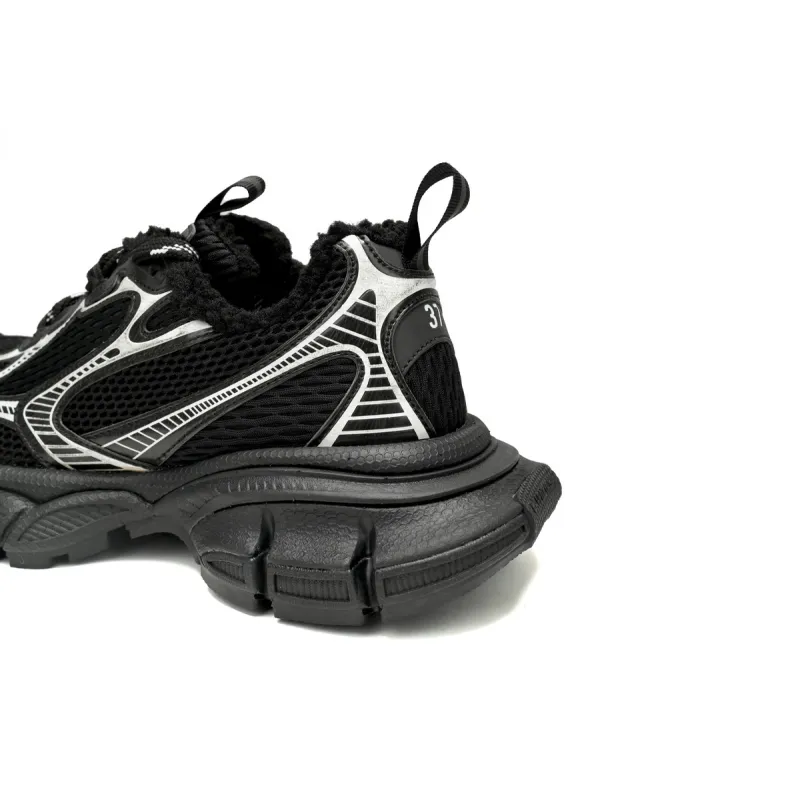 Balenciaga 3XL Sneaker Black And White Ice Velvet   734734 W3XL2 1090