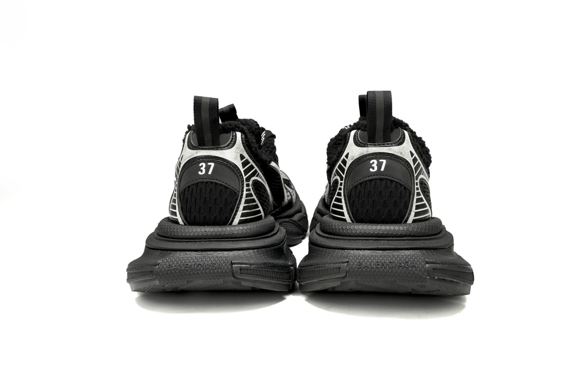 Balenciaga 3XL Sneaker Black And White Ice Velvet   734734 W3XL2 1090