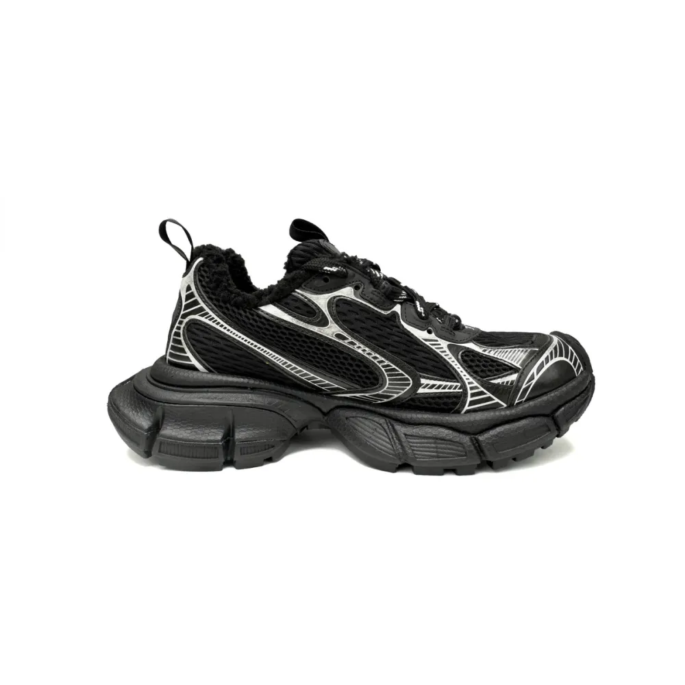 Balenciaga 3XL Sneaker Black And White Ice Velvet   734734 W3XL2 1090