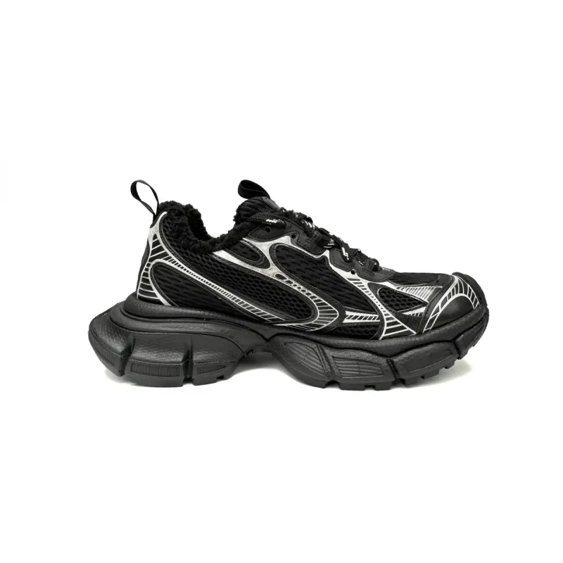 Balenciaga 3XL Sneaker Black And White Ice Velvet   734734 W3XL2 1090