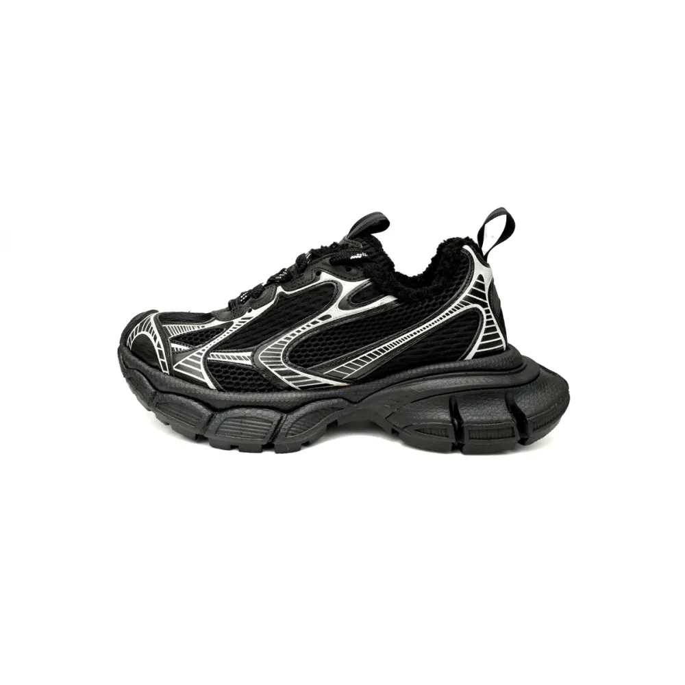 Balenciaga 3XL Sneaker Black And White Ice Velvet   734734 W3XL2 1090