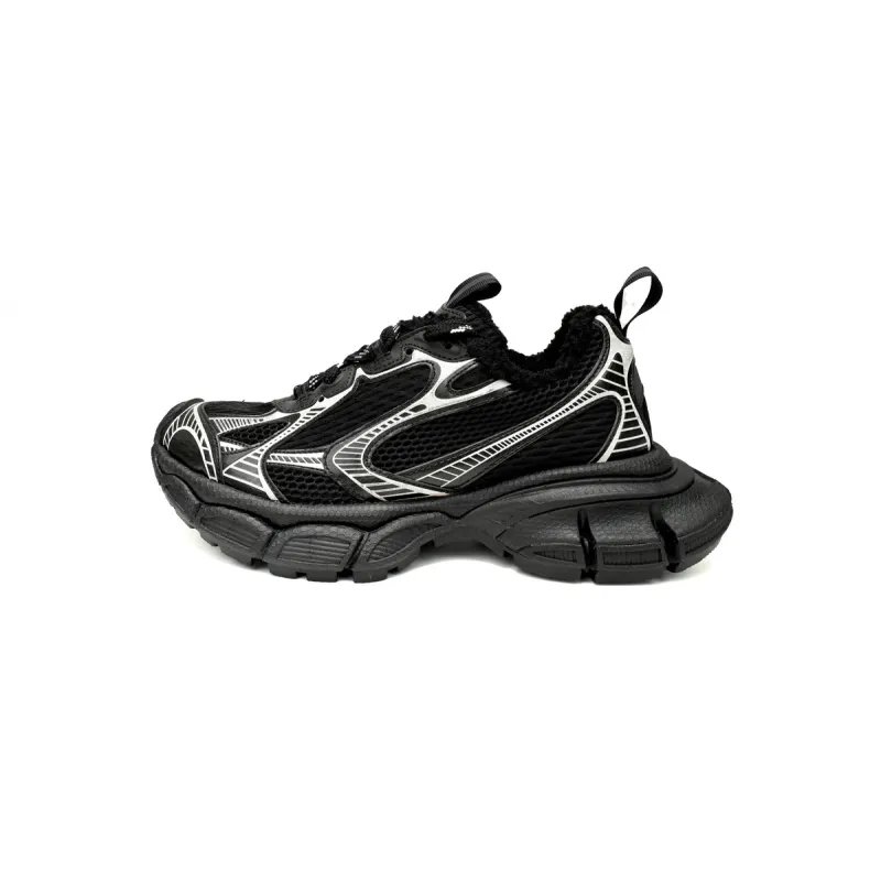 Balenciaga 3XL Sneaker Black And White Ice Velvet   734734 W3XL2 1090