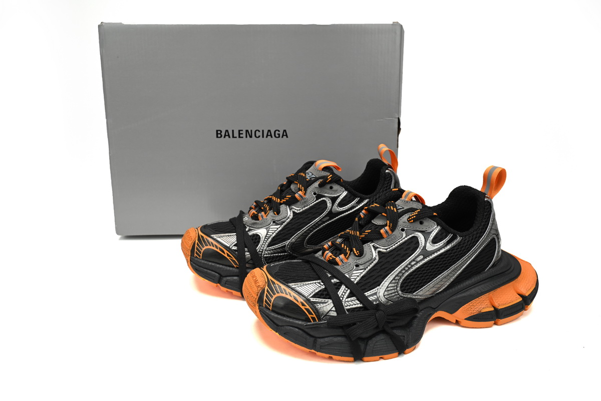 Balenciaga 3XL Sneaker in All Black Orange  734734 W3XL3 1178 