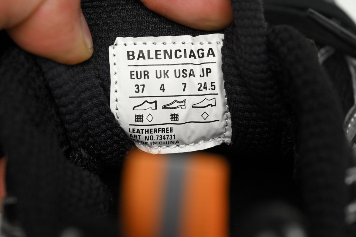 Balenciaga 3XL Sneaker in All Black Orange  734734 W3XL3 1178 