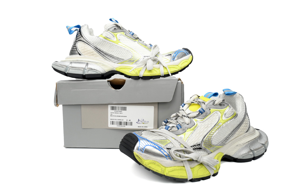 Balenciaga 3XL Sneaker Luminous Blue White Fluorescent Yellow  734731 W3XLG 9074 