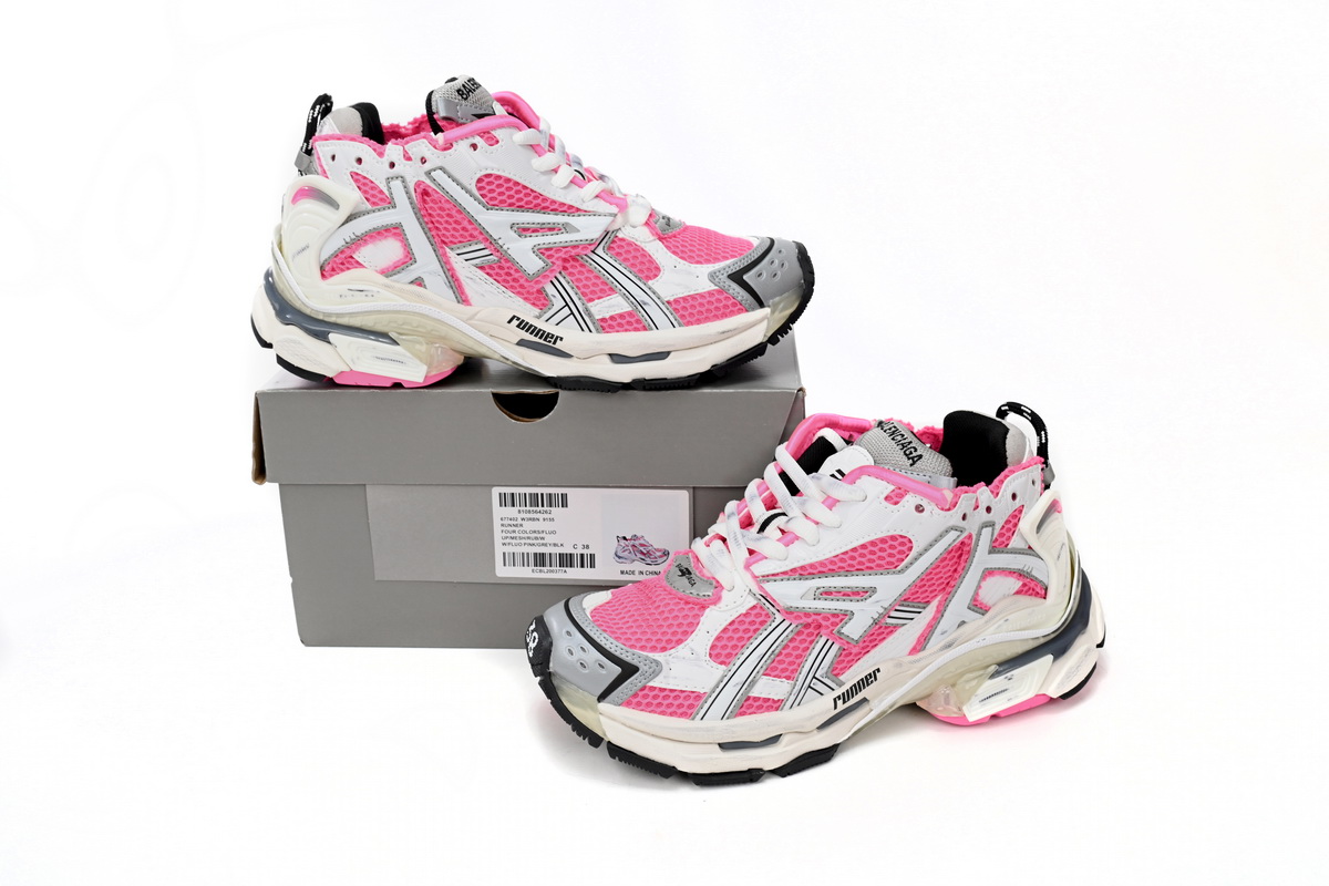 Balenciaga Runner White Fluo Pink (Women's)  677402 W3RBN 9155
