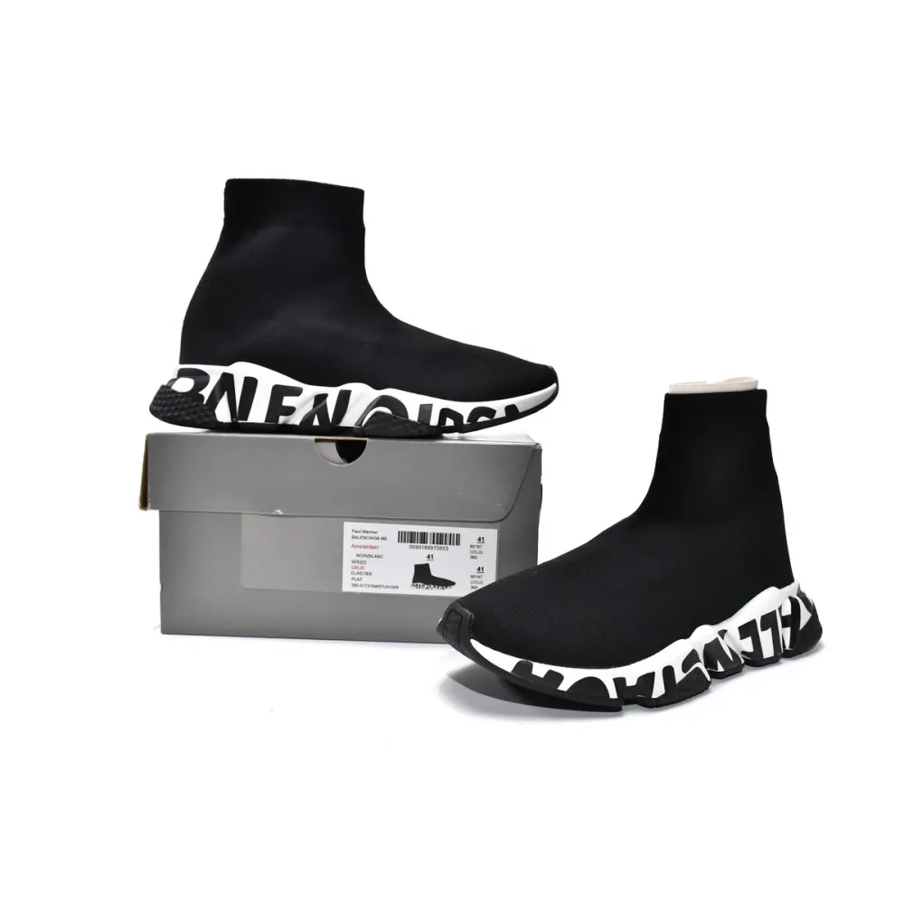 Balenciaga Speed Graffiti Trainers Black White 605972W05GE1015