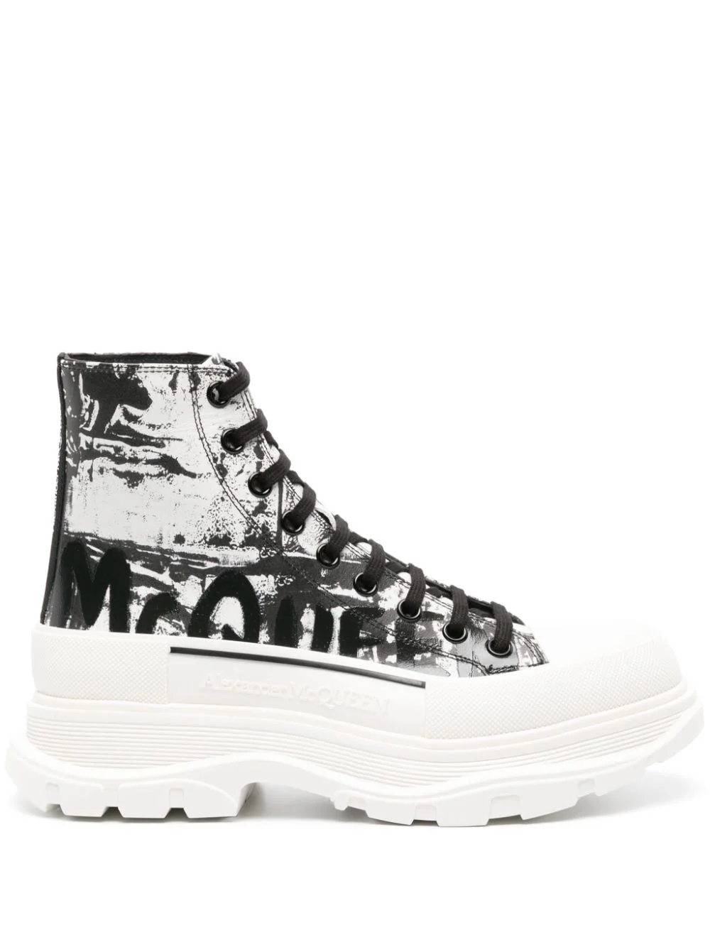 Alexander Mcqueen Graffiti Tread Slick Boot White Black 705667W4TG49356