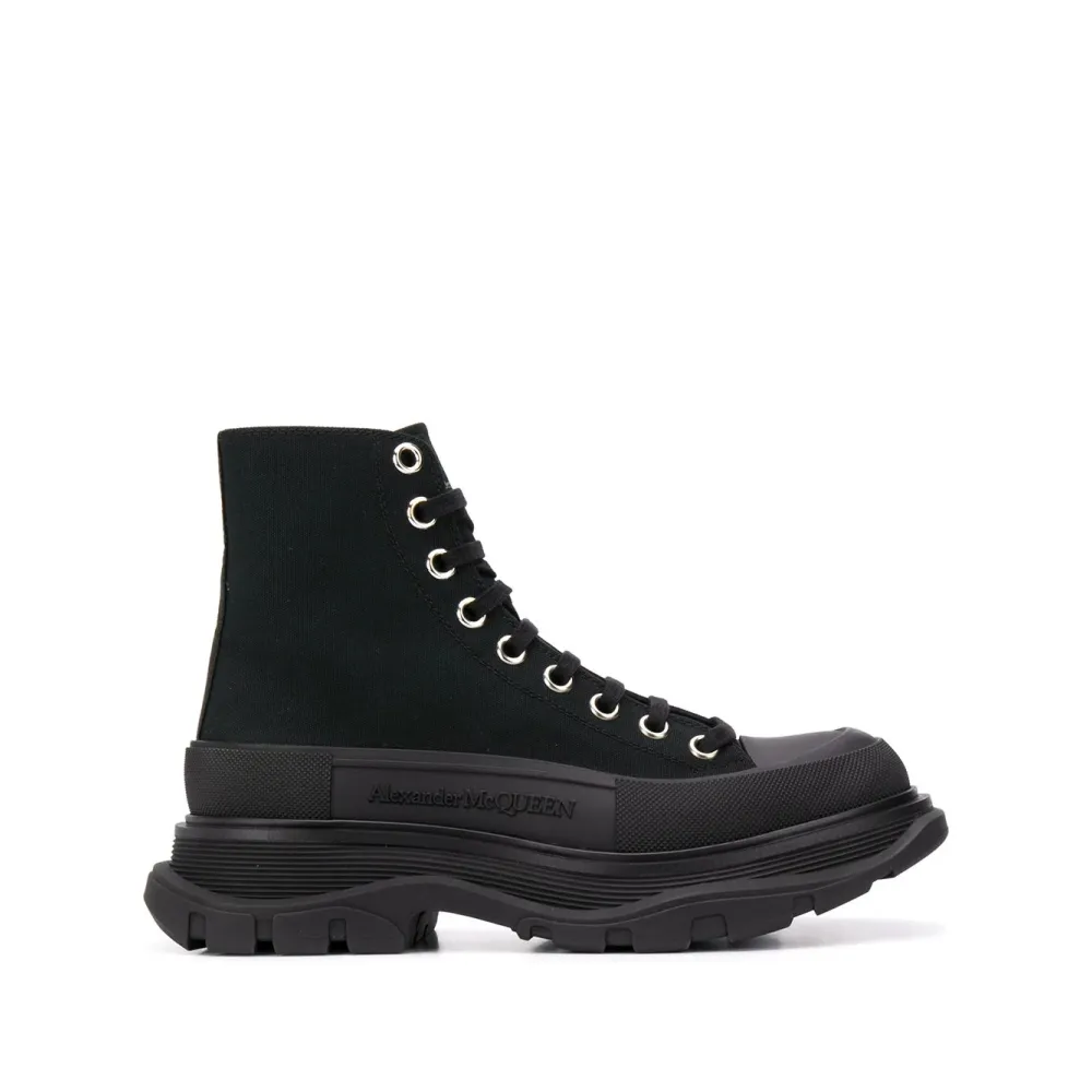 Alexander McQueen Tread Slick Lace Up Boot Black (Women's) 611706W4MV21000