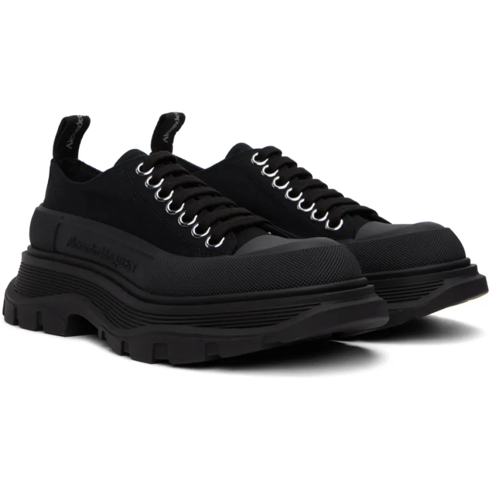 Alexander McQueen Tread Slick Low Lace Up Black (Women's) 611705 W4MV2 1000
