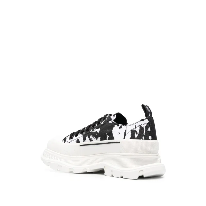 Alexander McQueen Tread Slick Low Lace Up White Black (Women's) 708093W4TG59356