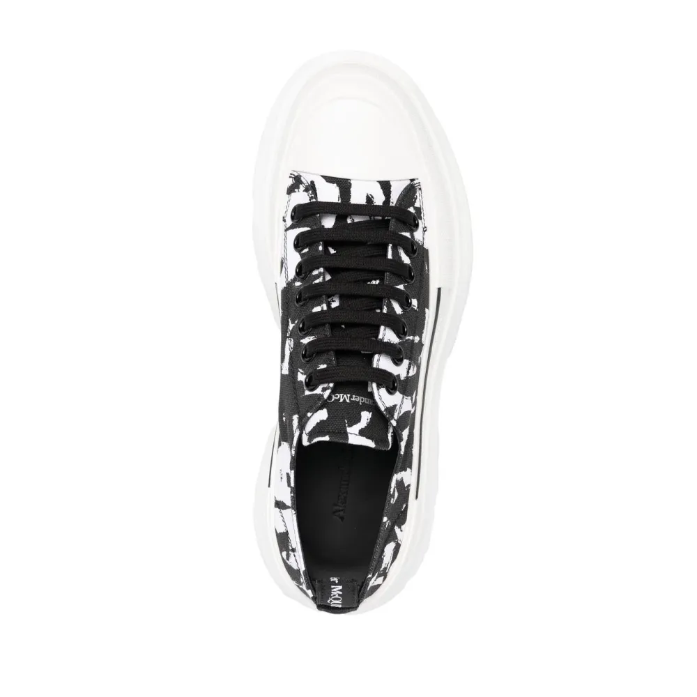 Alexander McQueen Tread Slick Low Lace Up White Black (Women's) 708093W4TG59356