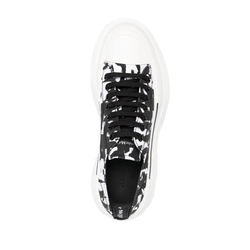 Alexander McQueen Tread Slick Low Lace Up White Black (Women's) 708093W4TG59356