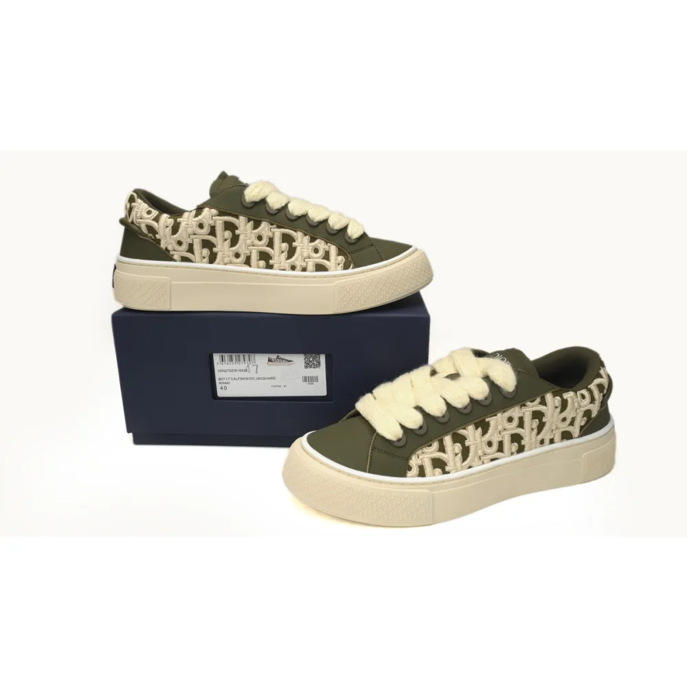 Dior B33 Sneaker Khaki Smooth Calfskin Oblique Raised Embroidery (Numbered) 3SN303ZYQ_H681