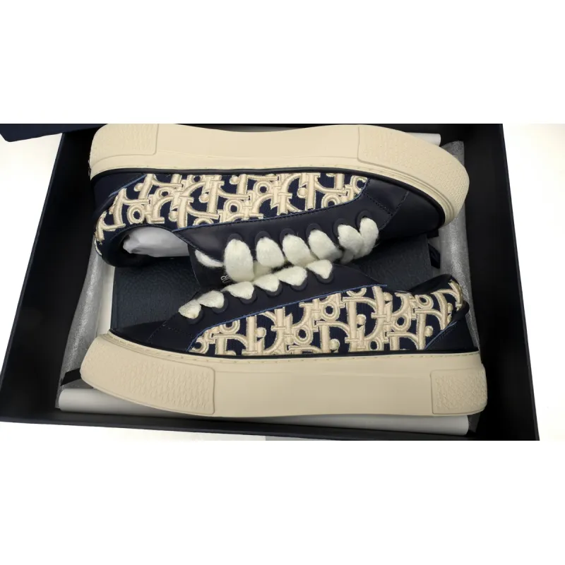 Dior B33 Sneaker Navy Blue Smooth Calfskin Oblique Raised Embroidery (Numbered) 3SN303ZYQ_H561